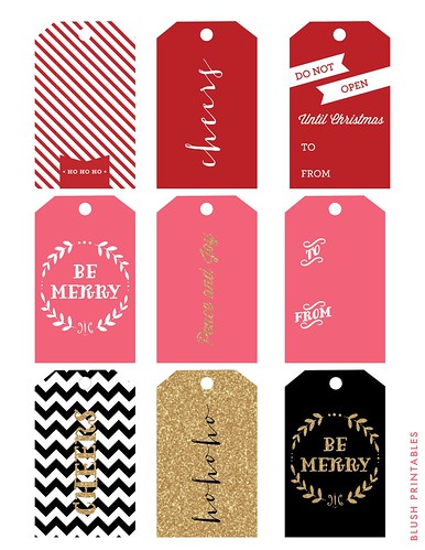 Blush Printables - printable holiday gift tags, glitter Christmas set