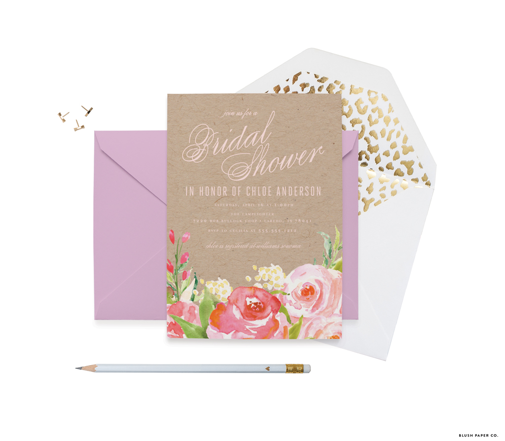 Romance Bridal Shower Invitations by Blush Paper Co.