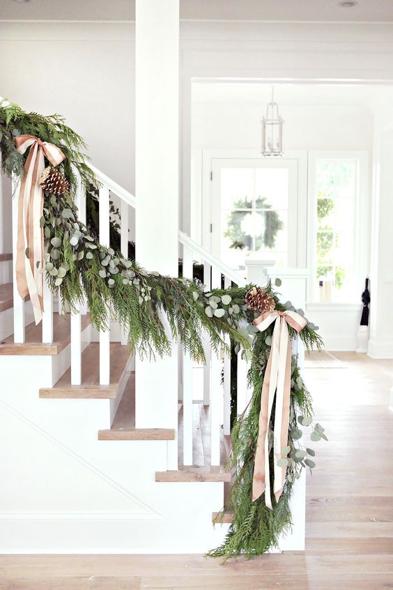 elegant Christmas garland staircase