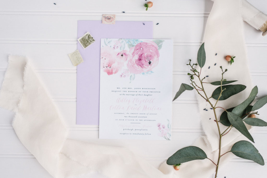 Purple Rose Watercolor Wedding Invitations | Blush Paper Co.