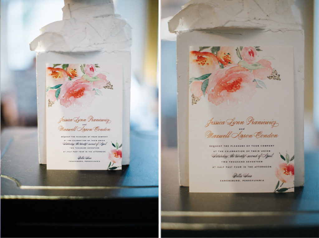 Navy, Pink and Gold Floral Invitations | Blush Paper Co
