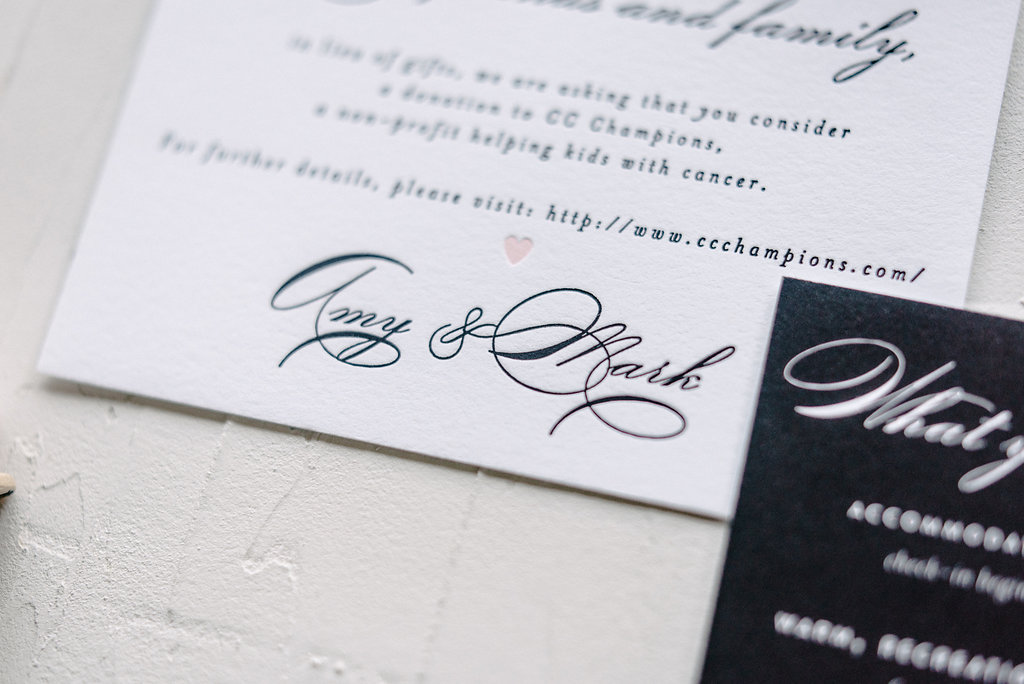 Classic Black and White Letterpress Invitation | Blush Paper Co.