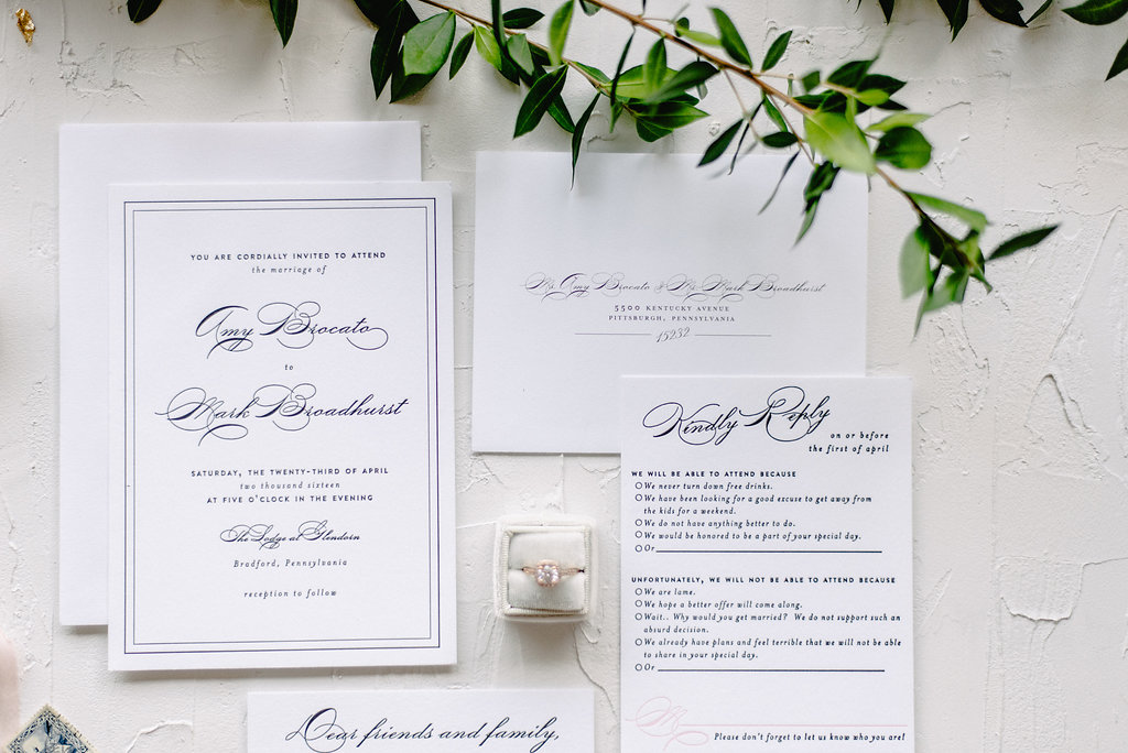 Classic Black and White Letterpress Invitation | Blush Paper Co.