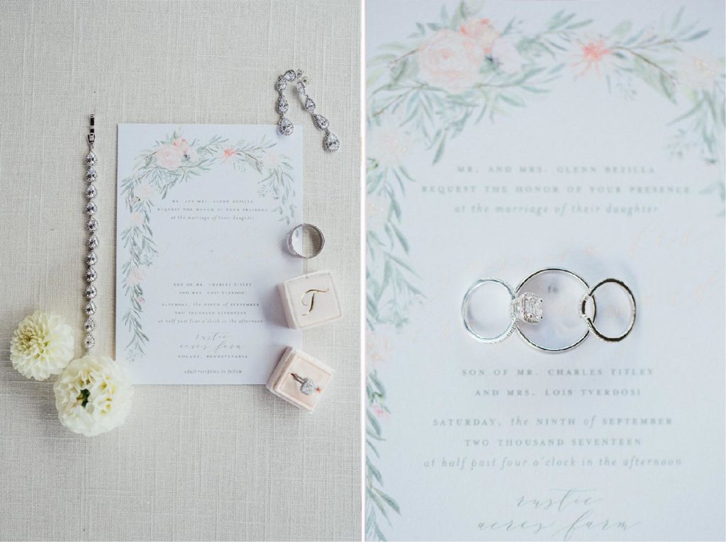 Peach, Sage and Gold Floral Watercolor Wedding Invitations | Blush Paper Co.