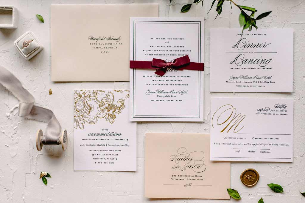 Marsala, Gold and Blush Wedding Invitations | Blush Paper Co.