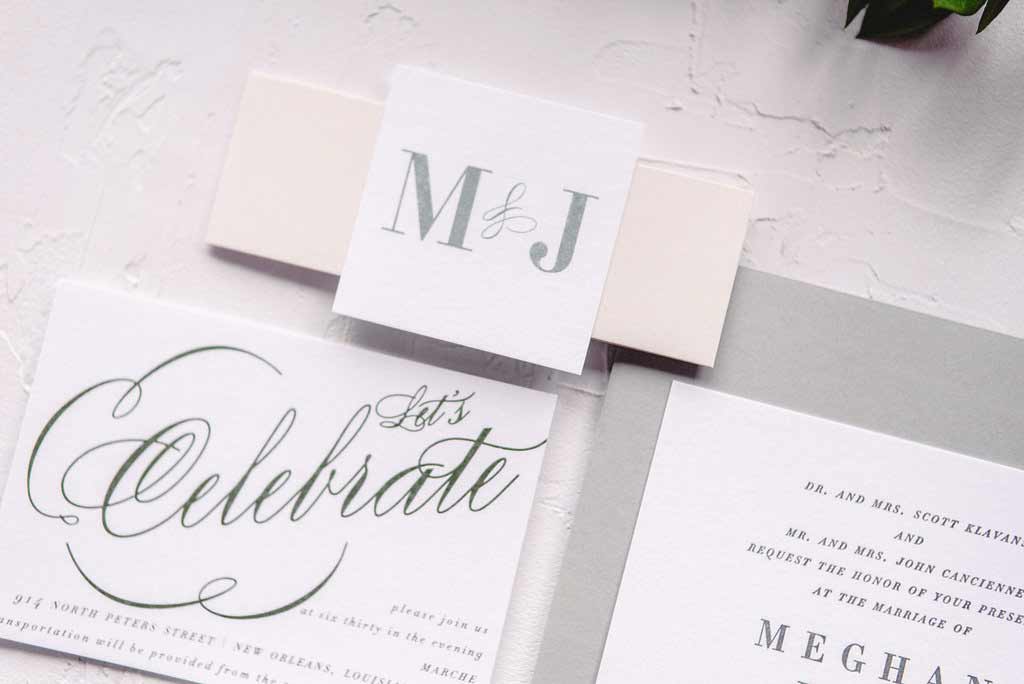 Grey Letterpress Wedding Invitation | Blush Paper Co.