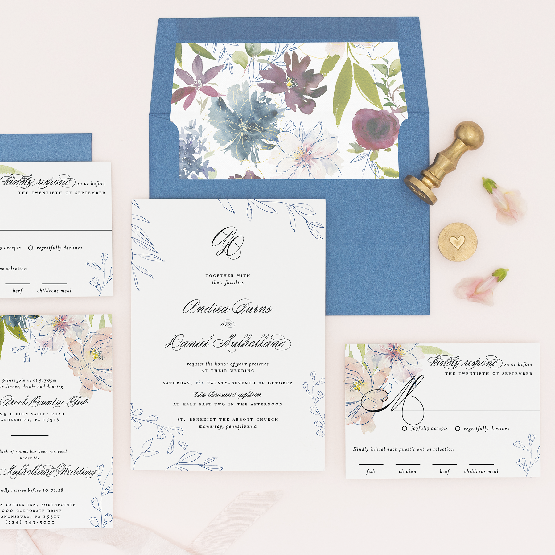 Watercolor Floral Envelope Liner | Blush Paper Co.