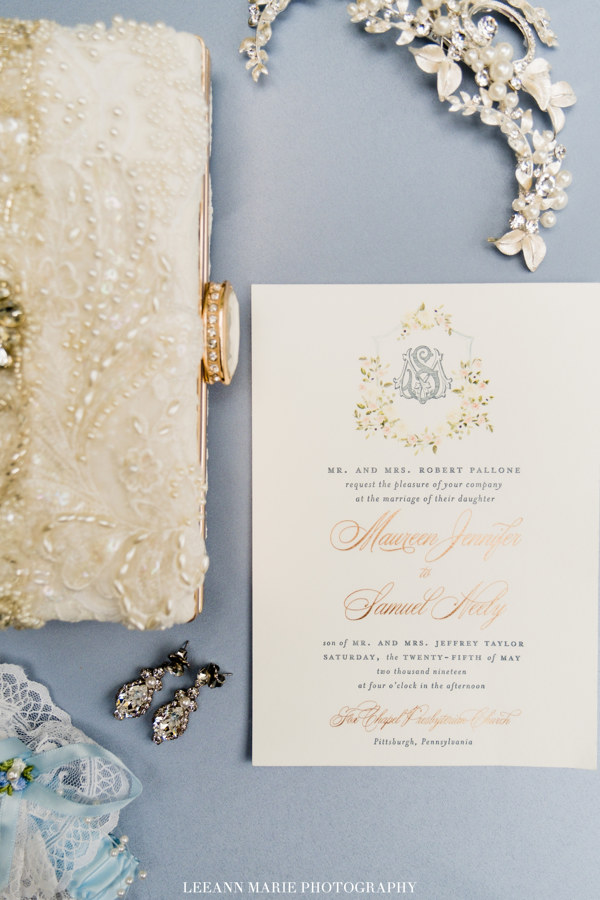 Dusty Blue and Blush Pink Wedding Invitations by Blush Paper Co.