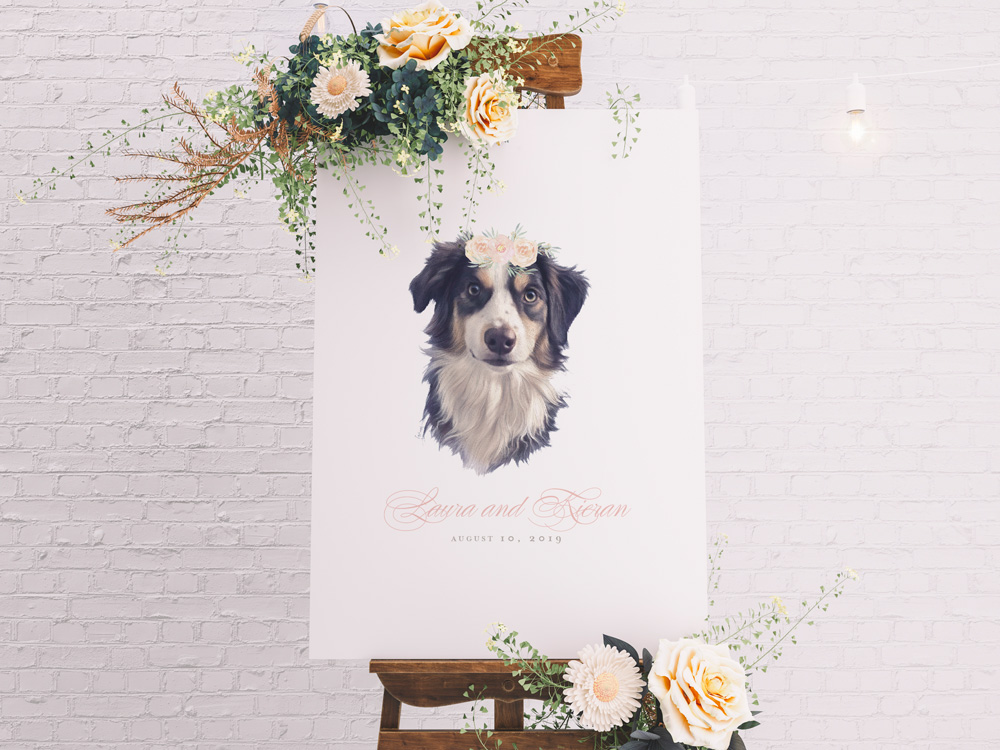 Guestbook Canvas Wedding Watercolor Pet Portrait
