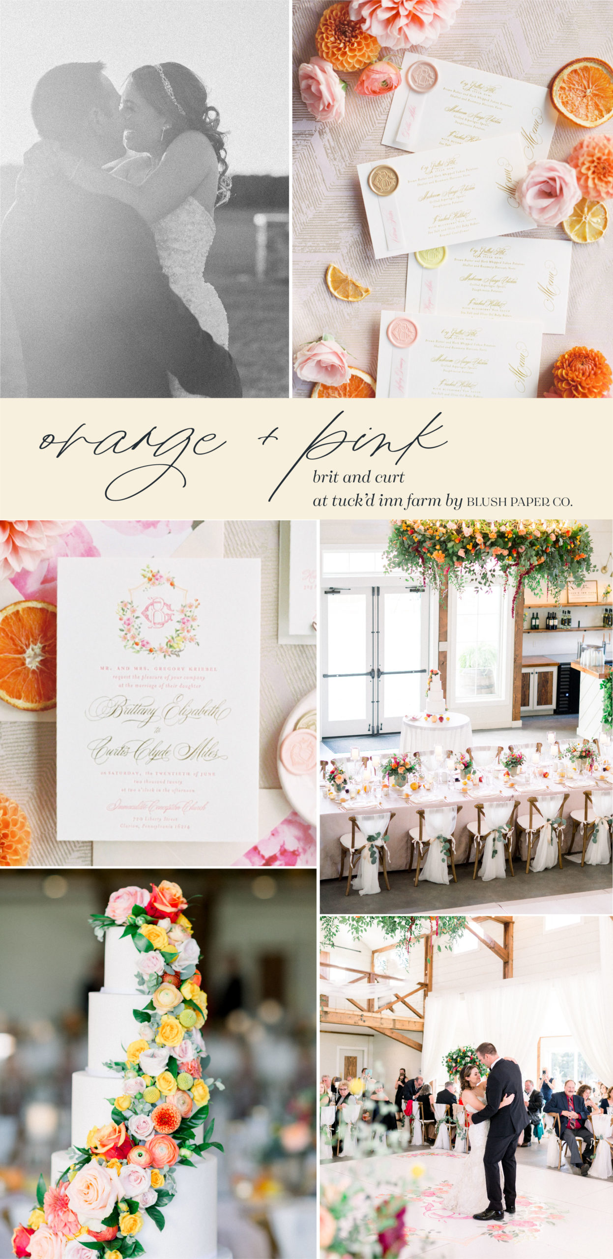 orange and pink wedding