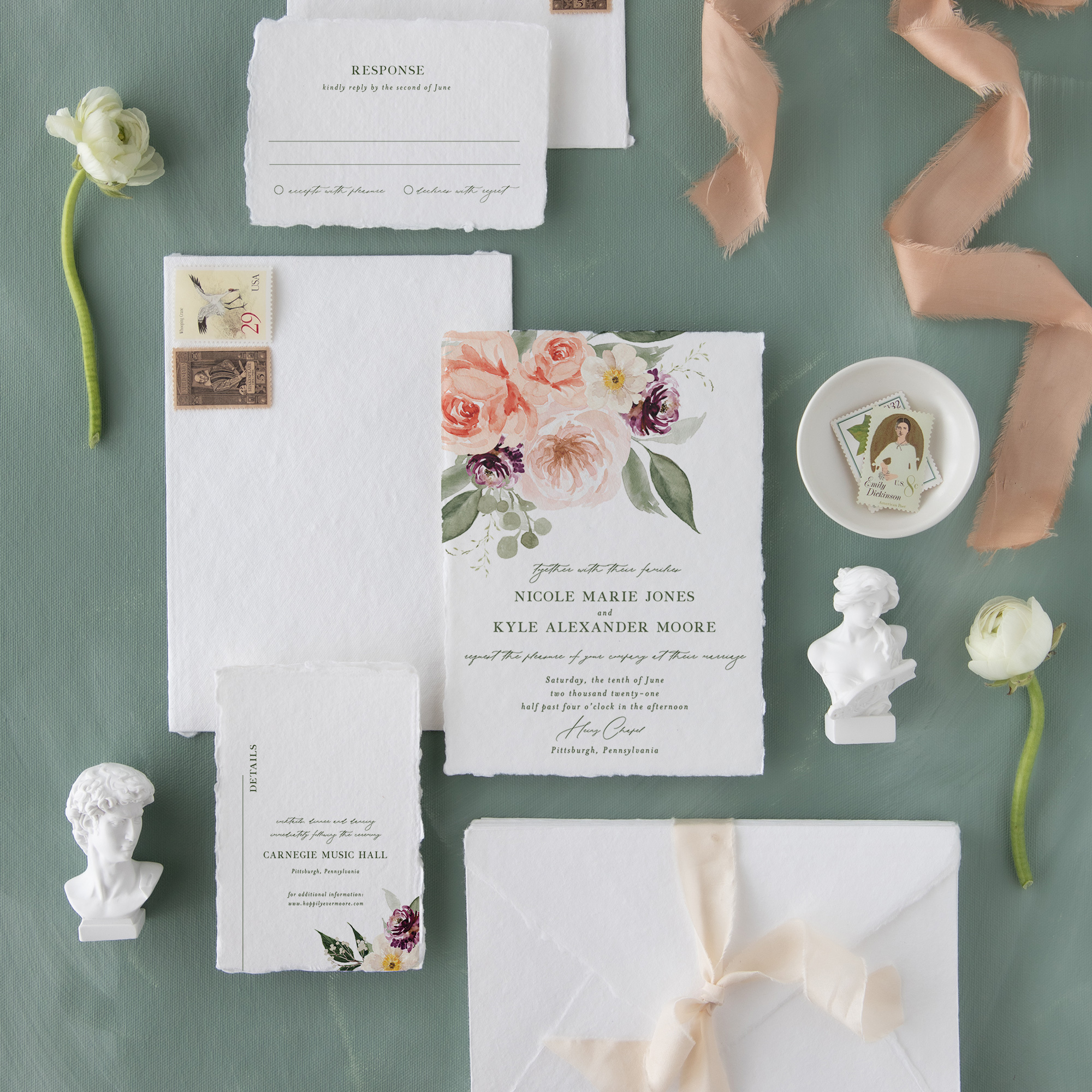 Semi Custom Wedding Invitations by Blush Paper Co.