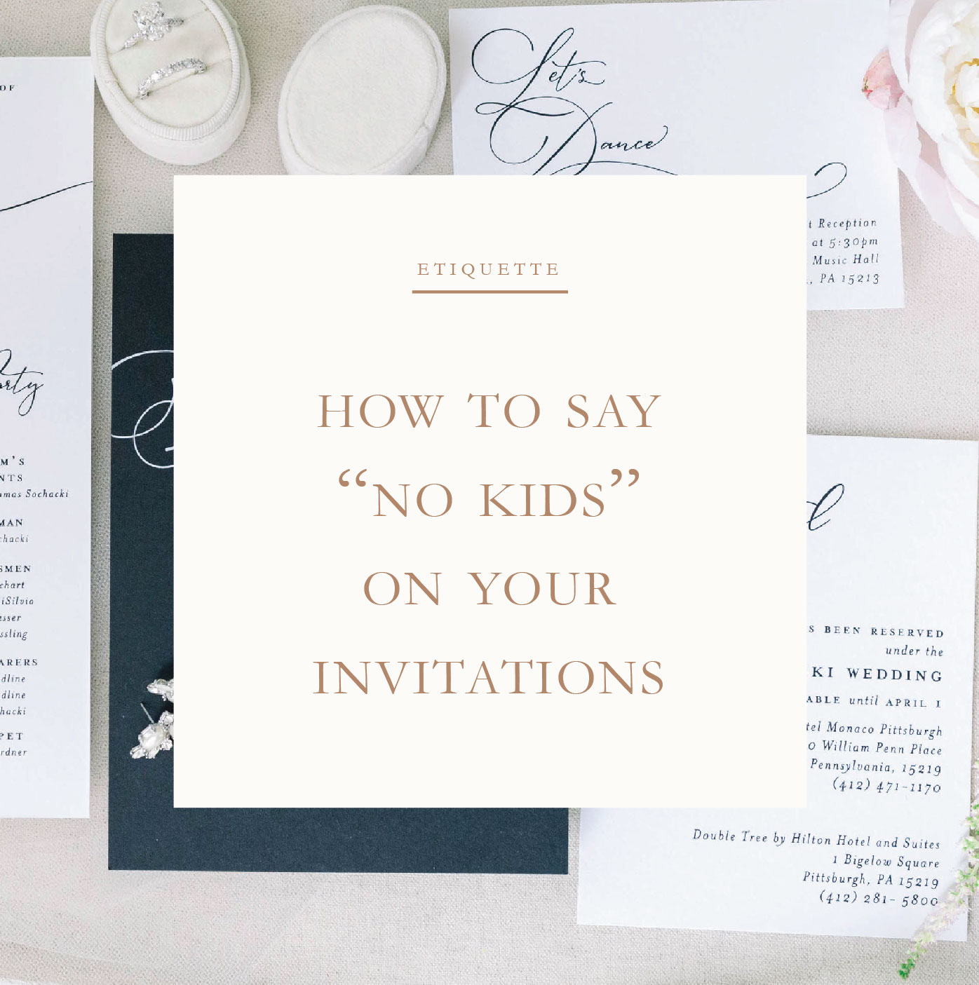how to say "no kids" on your wedding invitations