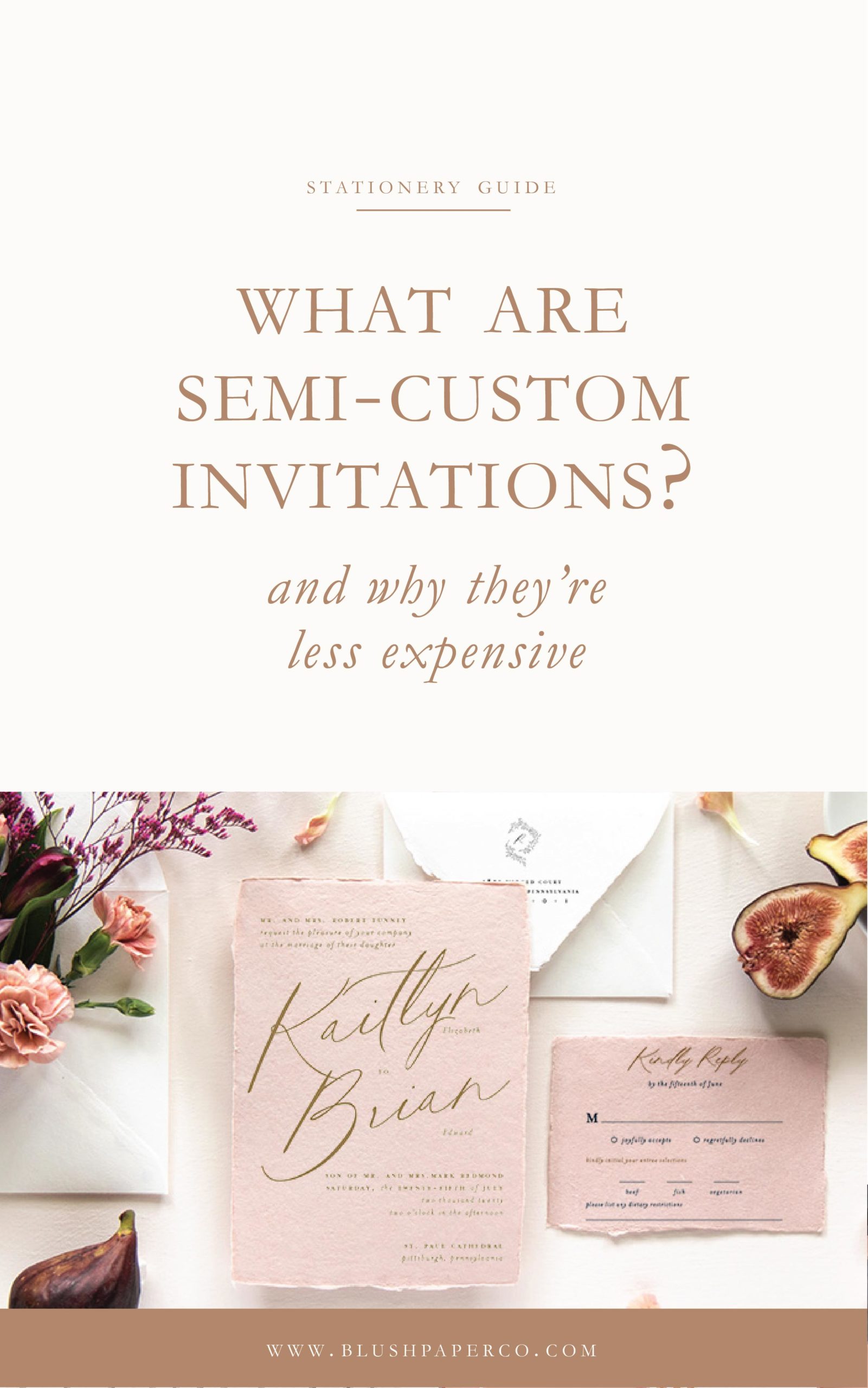 semi-custom wedding invitations by blush paper co