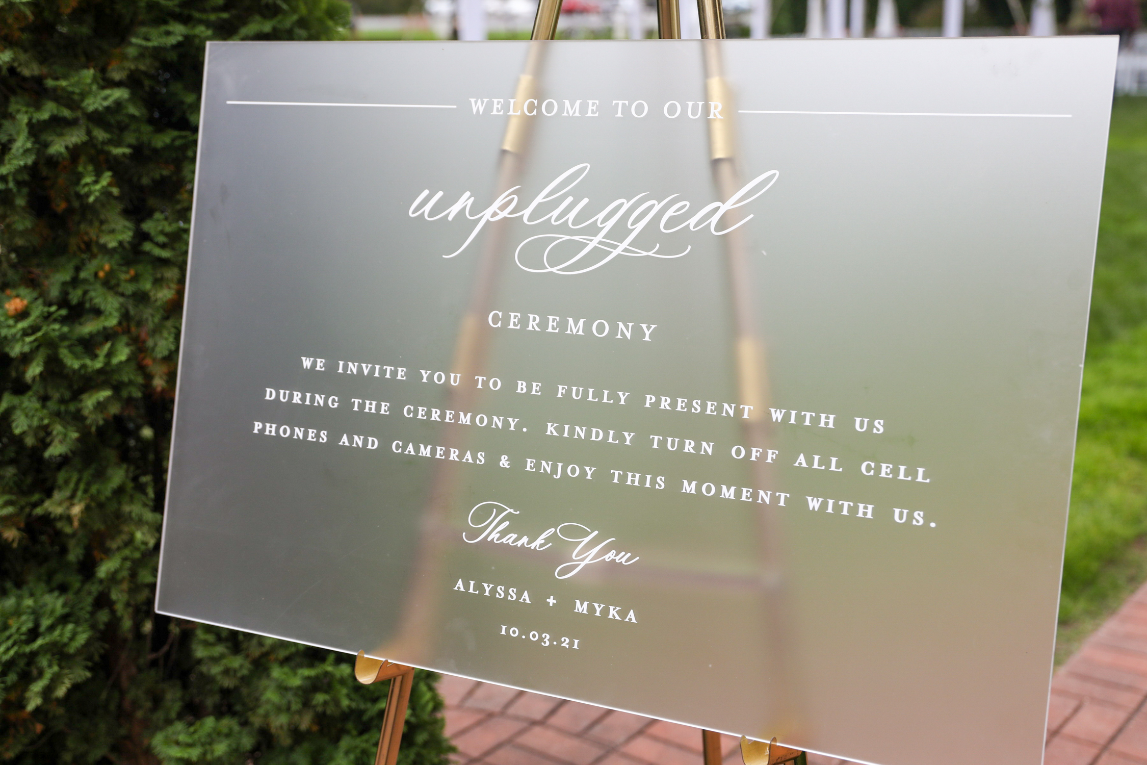 Frosted Acrylic Unplugged Ceremony Sign