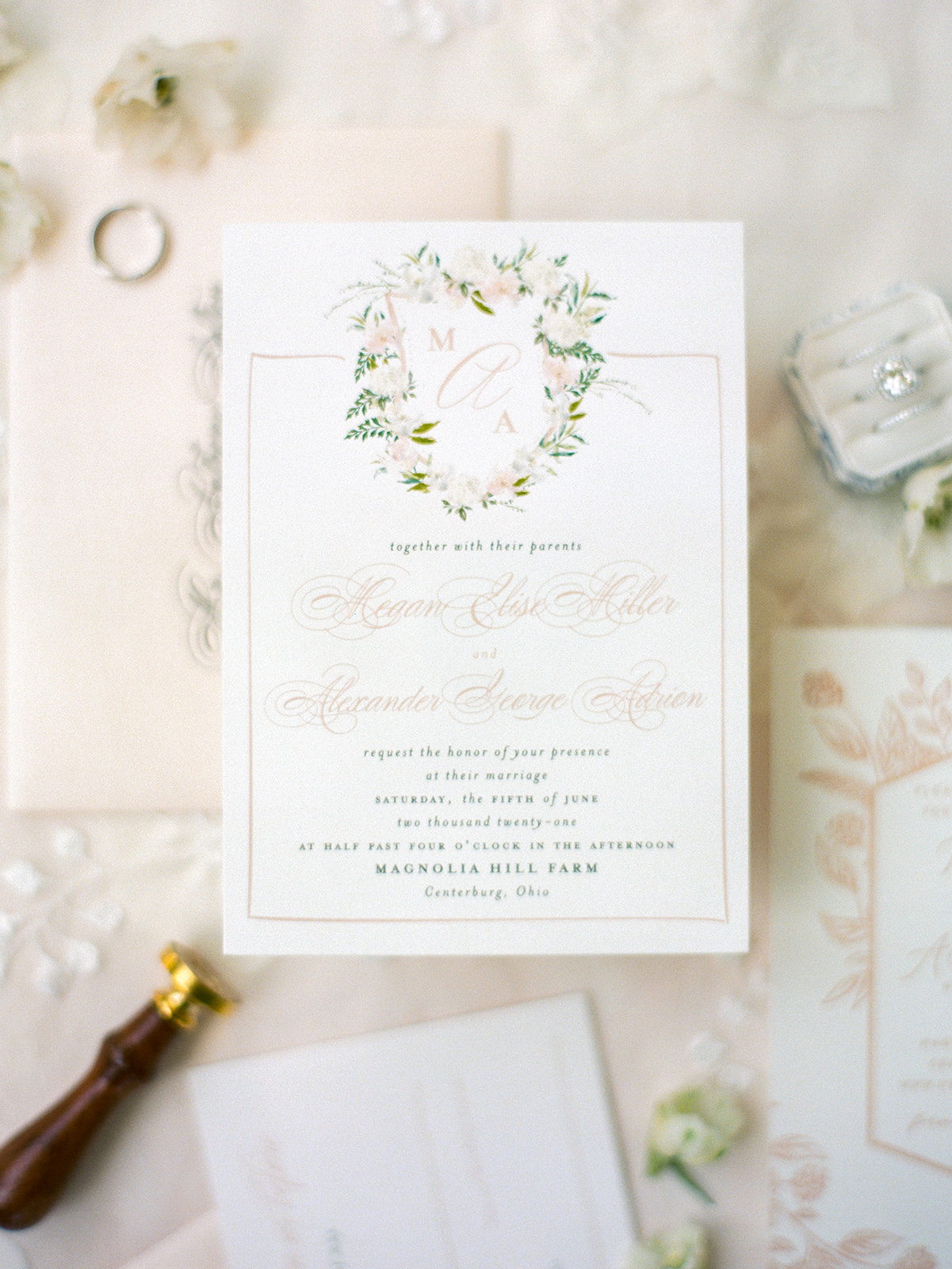 Pink and Green Garden Wedding by Blush Paper Co.