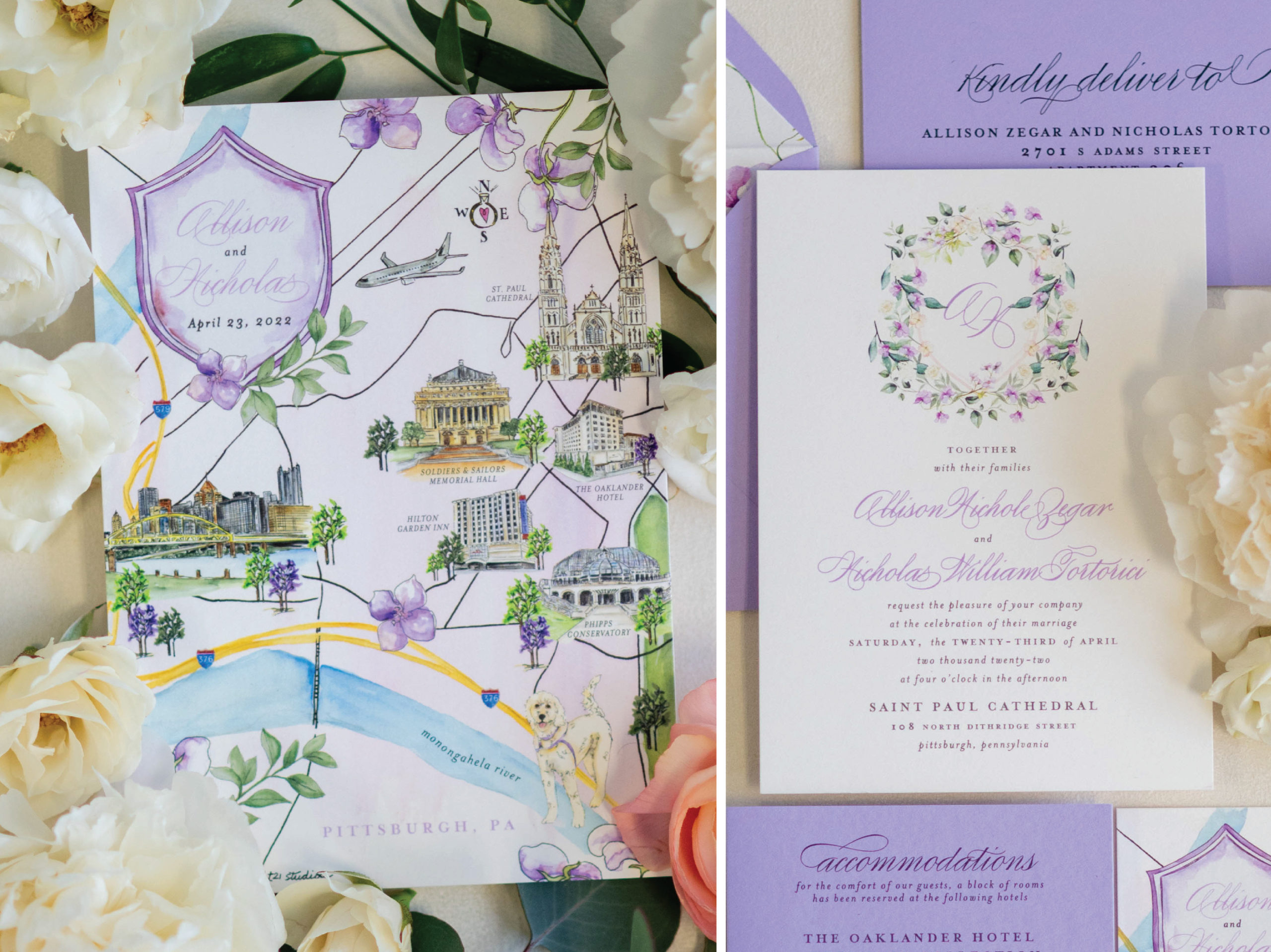 Pittsburgh Wedding Invitations by Blush Paper Co.