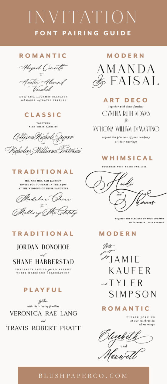 wedding font pairing guide - blog.blushpaperco.com