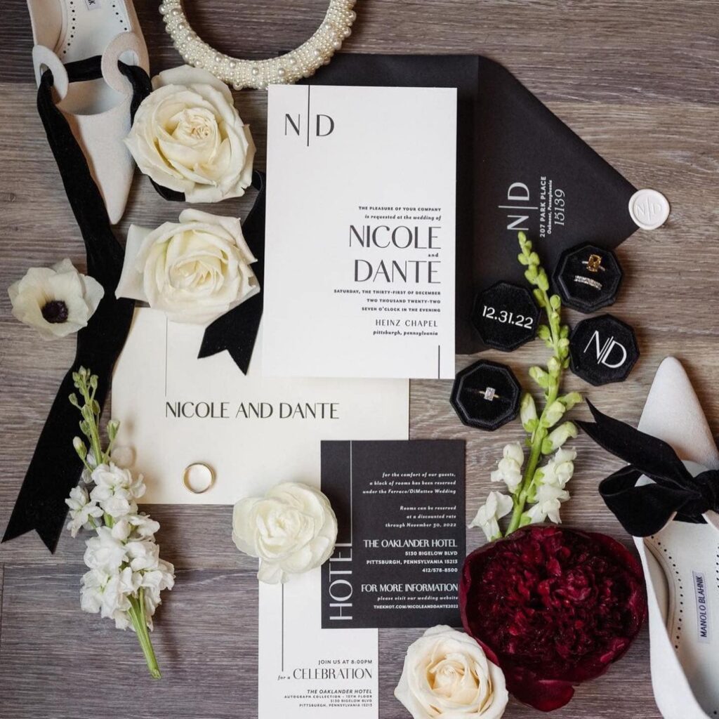 Modern Minimalist NYE Wedding invitations